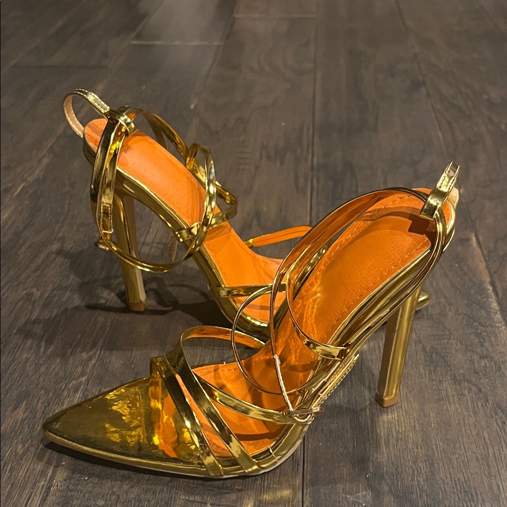 Elegant Gold Strappy Heels